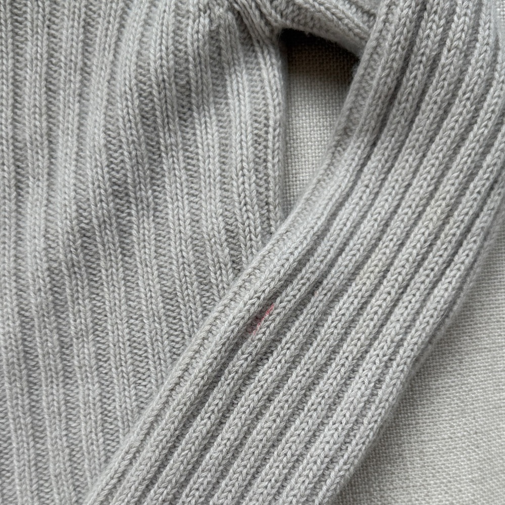 Light Gray Ribbed Knit Girls Cardigan - Picture 7 of 9